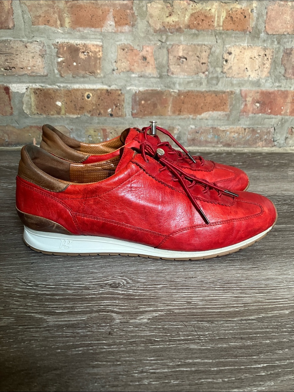 Paul Green Red Leather Casual Sneakers